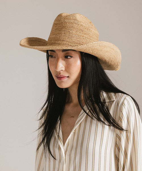 Ames Packable Raffia Cowboy Hat